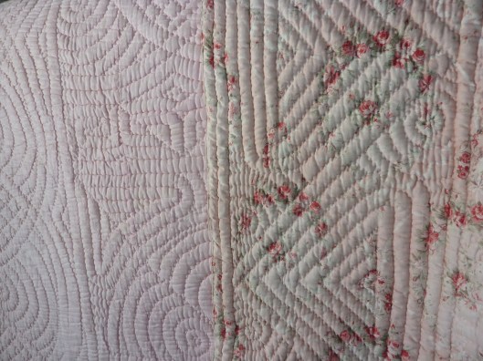 Pretty floral fabric in this whole cloth quilt