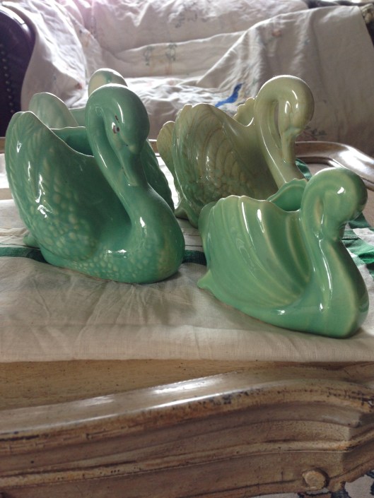 China Swans in Shades of Green