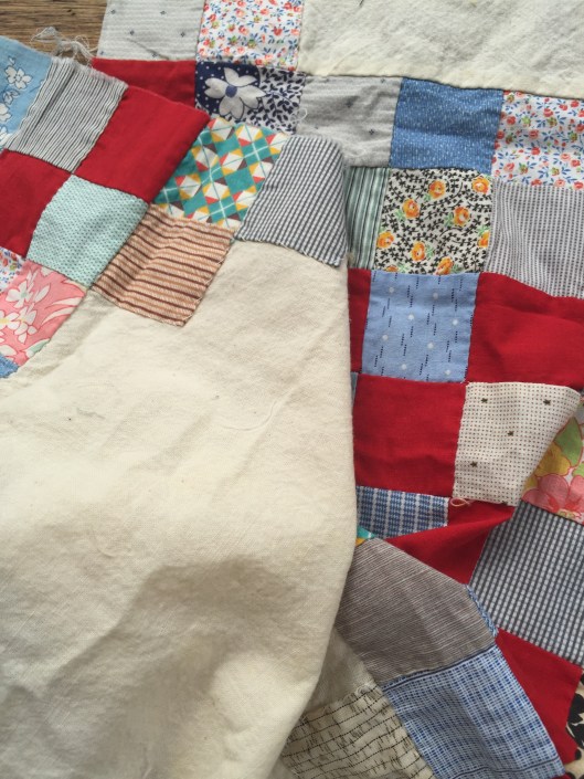 Blocks and plain fabric for finishing the top